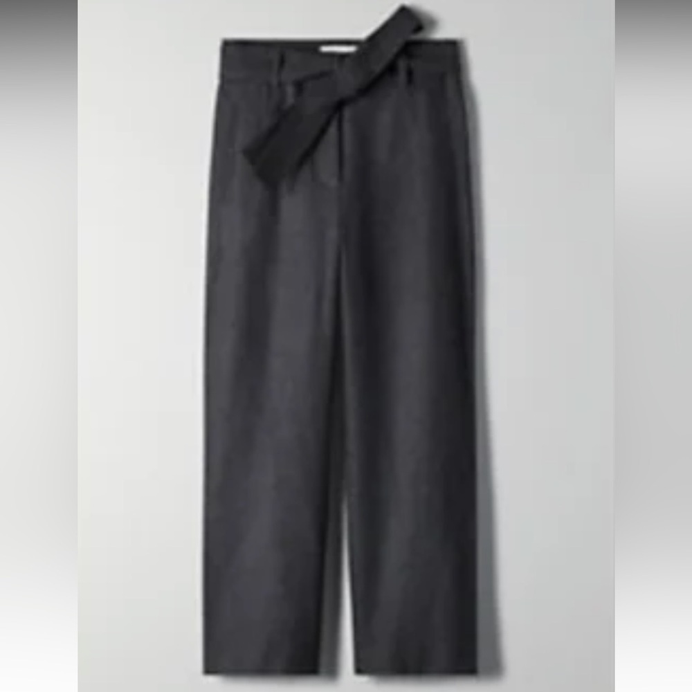 BNWT Aritzia Wilfred Tie-Front Pants in Heather Charcoal
